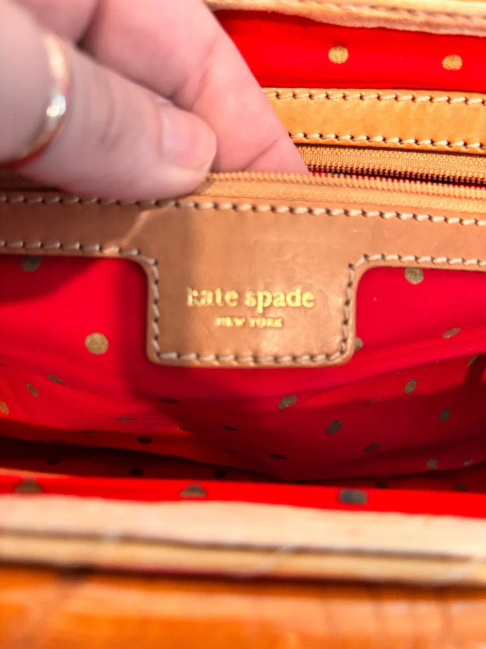 kate spade Cream Woven Clutch with Red and Pink Stripe